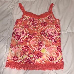 Justice Floral Lace-Trim Cami - Size 12